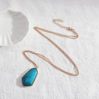 Collier de bijoux en alliage de zinc, avec turquoise, bijoux de mode & pour femme, protéger l'environnement, sans nickel, plomb et cadmium, Longueur Environ 27.55 pouce, Vendu par PC