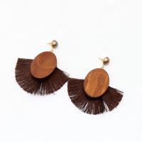 Boucles d'oreille en bois, tricoter, bijoux de mode & pour femme, plus de couleurs à choisir, 75mm, Vendu par paire