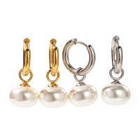 Huggie Orecchino ad anello, 304 acciaio inox, with Shell Pearl, gioielli di moda & per la donna, nessuno, Venduto da coppia