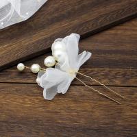 Hair Stick Zinc Alloy with Plastic Pearl fashion jewelry & for children white nickel lead & cadmium free Sold By PC