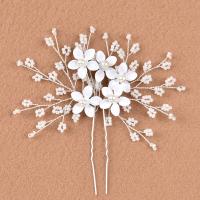 Hair Stick Iron with Plastic Pearl fashion jewelry & for woman golden nickel lead & cadmium free Sold By PC