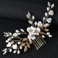 Decorative Hair Combs Zinc Alloy with Crystal & Plastic Pearl fashion jewelry & for woman nickel lead & cadmium free Sold By PC