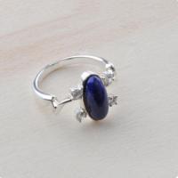 Zircon cubique Micro Pave Sterling Silver Rings, Argent sterling 925, avec agate bleue, bijoux de mode & normes différentes pour le choix & pavé de micro zircon & pour femme, protéger l'environnement, sans nickel, plomb et cadmium, Vendu par PC