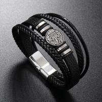 PU Leather Cord Bracelets with Zinc Alloy fashion jewelry & for man Sold By PC