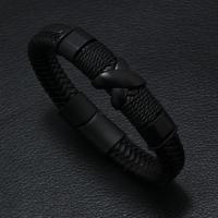 PU Cord Armbånd, med Zinc Alloy, mode smykker & for mennesket, flere farver til valg, Solgt af PC