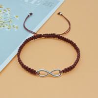 Sinc Alloy Woven Ball Bracelet, le Corda Snaidhmthe, Infinity, lámhdhéanta, unisex & inchoigeartaithe, dathanna níos mó le haghaidh rogha, The symbol length is 23mm,, Díolta Per 18 cm Snáithe