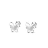 925 Sterling Silver Stud Earring, Fjäril, för kvinna & ihålig, silver, 5.80x5.80mm, Säljs av Par