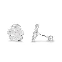 925 Sterling Silver Stud Earring Flower fashion jewelry & for woman silver color Sold By Pair