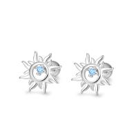 925 Sterling Silver Stud Earring, Sol, plated, för kvinna & med strass & ihålig, fler färger för val, 8.50x8.50mm, Säljs av Par