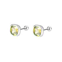 925 Sterling Sølv Stud Earring, Square, Micro Pave cubic zirconia & for kvinde, flere farver til valg, 6.80x6.80mm, Solgt af par