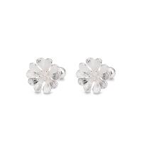 925 Sterling Silver Stud Earring Flower fashion jewelry & for woman silver color Sold By Pair