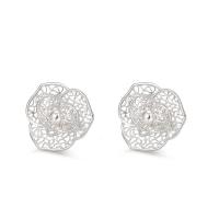 925 Sterling Silver Stud σκουλαρίκι, Λουλούδι, κοσμήματα μόδας & για τη γυναίκα & κοίλος, ασήμι, 12.70x12.70mm, Sold Με Ζεύγος