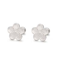 925 Sterling Silver Stud Earring Flower fashion jewelry & for woman silver color Sold By Pair