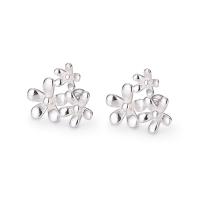 925 Sterling Sølv Stud Earring, Flower, mode smykker & for kvinde, sølv, 12.80x10.60mm, Solgt af par