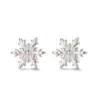 925 Sterling Silver Stud Earring, Snowflake, mode smycken & för kvinna, silver, 10x10mm, Säljs av Par