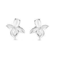 925 Sterling Silver Stud Earring, Blomma, för kvinna & med strass, silver, 12x12mm, Säljs av Par