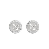 925 Sterling Sølv Stud Earring, Button Shape, for kvinde & hule, sølv, 9.70x9.70mm, Solgt af par