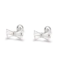 925 Sterling Zilver Stud Earring, Strik, mode sieraden & voor vrouw, zilver, 8x4.20mm, Verkocht door pair