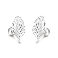 925 Sterling Silver Graí Earring, Leaf, jewelry faisin & do bhean, airgid, 4.80x9.20mm, Díolta De réir Péire