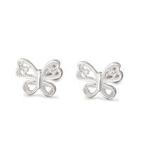 925 Sterling Zilver Stud Earring, Vlinder, mode sieraden & voor vrouw & hol, zilver, 10x7.50mm, Verkocht door pair