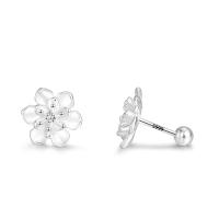 925 Sterling Silver Stud Earring Lotus fashion jewelry & for woman silver color Sold By Pair