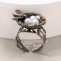 Sinc Alloy Finger Ring, le Pearl Plaisteacha, plátáilte, jewelry faisin & unisex, dathanna níos mó le haghaidh rogha, nicil, luaidhe & caidmiam saor in aisce, 17mm, Díolta De réir PC