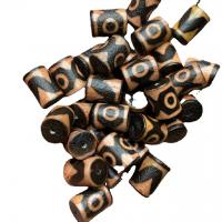 Natuurlijke Tibetaanse Agaat Dzi Beads, drieogige & DIY, twee verschillende gekleurde, 10x15mm, 10pC's/Lot, Verkocht door Lot