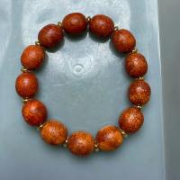 Agate Jewelry Bracelet Tibetan Agate Round Natural & fashion jewelry & Unisex yellow Sold Per 21-23 cm Strand