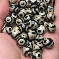 Natuurlijke Tibetaanse Agaat Dzi Beads, Ronde, DIY, twee verschillende gekleurde, 14mm, 10pC's/Lot, Verkocht door Lot