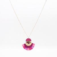 Collier en alliage de zinc Pull, avec bois, bijoux de mode & pour femme, plus de couleurs à choisir, protéger l'environnement, sans nickel, plomb et cadmium, Longueur Environ 27.55 pouce, Vendu par PC