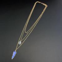 Collier de bijoux en alliage de zinc, avec sodalite, trois couches & bijoux de mode & pour femme & émail, protéger l'environnement, sans nickel, plomb et cadmium, Longueur Environ 16.53 pouce, Environ 20.47 pouce, Environ 24.01 pouce, Vendu par PC