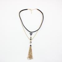 Collar de Aleación de Zinc, con Lapislázuli & cordón de cuero, Doble capa & Joyería & para mujer, libre de níquel, plomo & cadmio, longitud aproximado 14.96 Inch, Vendido por UD