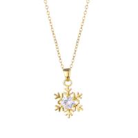 Collier d'acier titane, avec 1.97inch chaînes de rallonge, flocon de neige, bijoux de mode & pavé de micro zircon & pour femme, doré, Vendu par Environ 15.75 pouce brin