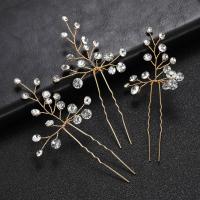 Palillos para el Cabello, aleación de zinc, Joyería & para mujer & con diamantes de imitación, dorado, libre de níquel, plomo & cadmio, 110x30mm, 3PCs/Grupo, Vendido por Grupo