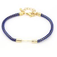 Modele bracelet a cordon , Nylon polypropylène, avec laiton, avec 5cm chaînes de rallonge, Placage de couleur d'or, Réglable & DIY & unisexe, plus de couleurs à choisir, 3mm, Longueur Environ 18 cm, 5PC/sac, Vendu par sac