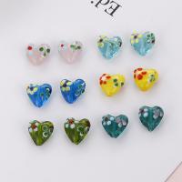 Spacer pärlor smycken, Lampwork, Hjärta, guldfärg pläterade, DIY, fler färger för val, 15x13mm, Säljs av PC