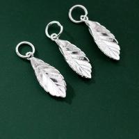 925 Sterling Silver hänge, Leaf, polerad, DIY, silver, 18x7x0.80mm, Säljs av PC