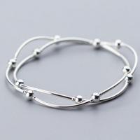 Bracelets en argent sterling, Argent sterling 925, bijoux de mode & pour femme, protéger l'environnement, sans nickel, plomb et cadmium, 44cm,0.6x0.2cm, Vendu par PC