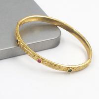 Messing Armbanden, Donut, gold plated, mode sieraden & micro pave zirconia & voor vrouw, meer kleuren voor de keuze, nikkel, lood en cadmium vrij, 3x3mm, Binnendiameter:Ca 61mm, Verkocht door PC