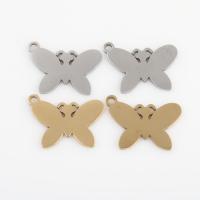 Acciaio inossidabile Animal Ciondoli, 304 acciaio inox, Farfalla, placcato, DIY, nessuno, 17x12.30x0.90mm, 10PC/borsa, Venduto da borsa