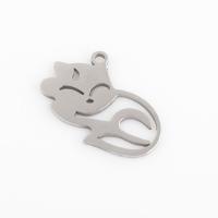 Acciaio inossidabile Animal Ciondoli, 304 acciaio inox, Gatto, placcato, DIY, nessuno, 19.60x14.60x0.90mm, 10PC/borsa, Venduto da borsa