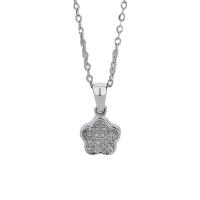 Colares de esterlina de prata, 925 prata esterlina, with 5CM extender chain, banhado, micro pavimento em imitação de diamante & para mulher, prateado, comprimento Aprox 40 cm, vendido por PC