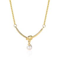 925 Sterling Silver Necklaces with Plastic Pearl with 5CM extender chain plated for woman Length Approx 40 cm Sold By PC