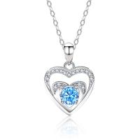 925 Sterling Silver Necklaces with 5CM extender chain Heart plated micro pave rhinestone & for woman Length Approx 40 cm Sold By PC