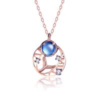 Colliers en argent sterling, argent sterling 925, avec Moonstone, avec 5CM chaînes de rallonge, Placage, pavé de micro strass & pour femme, plus de couleurs à choisir, Longueur Environ 40 cm, Vendu par PC