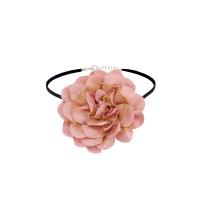 Zinc Alloy Choker Necklace, med Velveteen & Klud, med 4inch extender kæde, Flower, Vintage & for kvinde, flere farver til valg, Længde Ca. 11.8 inch, Solgt af PC