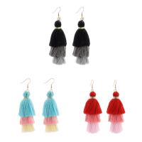 Fibre de polyester Boucles d'oreilles, avec alliage de zinc, trois pièces & bijoux de mode & pour femme, 30x100mm, Vendu par fixé