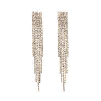 Bergkristal Tassel Earring, met Zinc Alloy, mode sieraden & voor vrouw, meer kleuren voor de keuze, 15x115mm, Verkocht door pair