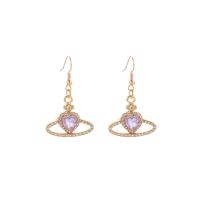 Zinc Alloy Drop Earring, Heart, forgyldt, mode smykker & for kvinde & med rhinestone, flere farver til valg, 25x45mm, Solgt af par