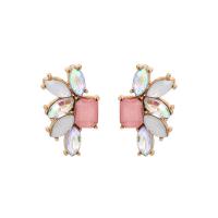 Zinc Alloy Stud Earring, med akryl rhinestone, Geometrisk mønster, guldfarve belagt, mode smykker & for kvinde, 25mm, Solgt af par